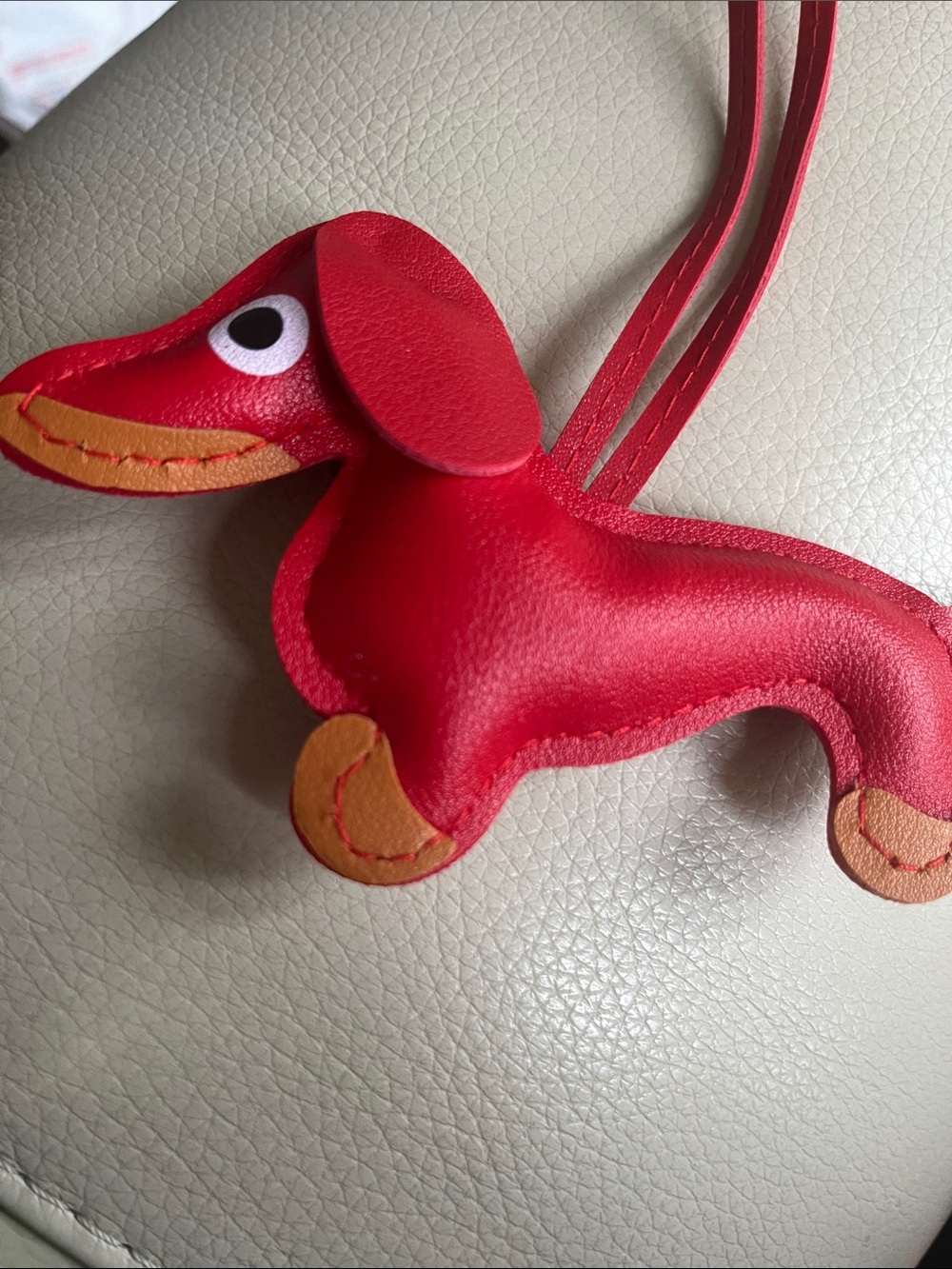 Red Dachshund faux Leather Bag Charm. Red. New without  tags